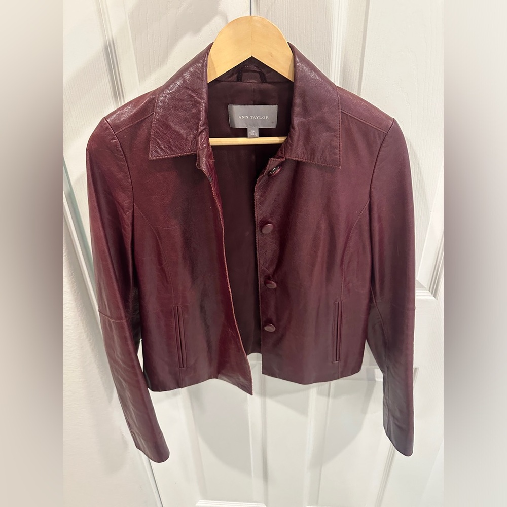 Burgundy vintage leather jacket
